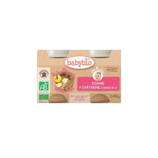 Babybio Small Pots de 6 meses Apple Apple Chestnut Pots 2x130 Gramas