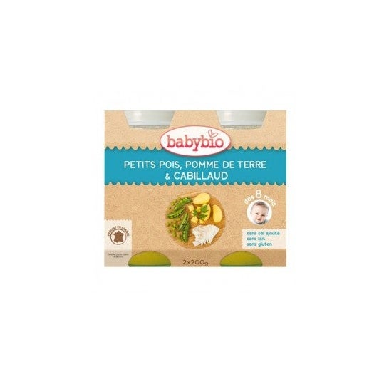 Babybio Small Pots Menu Legumes e Bacalhau Biológico ds 8 meses 200g lote de 2