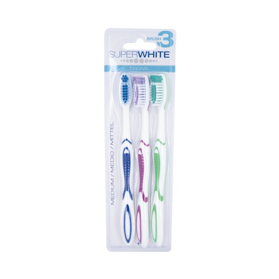Super Branco  Conjunto de 3 Escovas  Dentes Médios