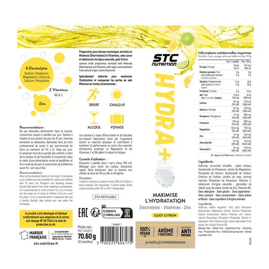 Stc Nutrition Hydra+ Limão 20comp Stc Nutrition Hydra+ Limão 20comp