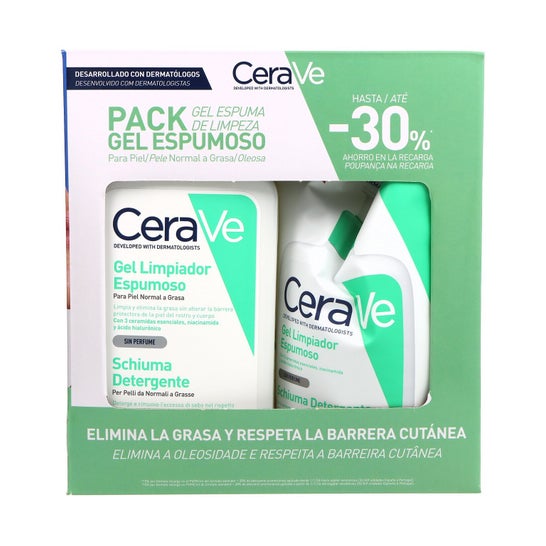 Cerave Pack Gel Limpeza Espumante 473 ml + Recarga 473 ml