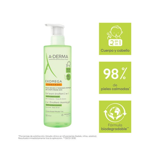 A-derma Exomega 2 em 1 gel de limpeza corporal e capilar 500ml