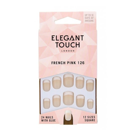 Elegant Touch French Pink Nails With Glue Square 126 S 24 Unidades