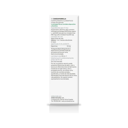 Extracto Zarzaparrilla Xxi 50ml Soria Na