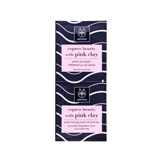 Apivita Express Beauty máscara de limpeza de argila rosa 2udsx8ml
