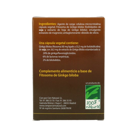 100% Ginkgo Natural 60cáps