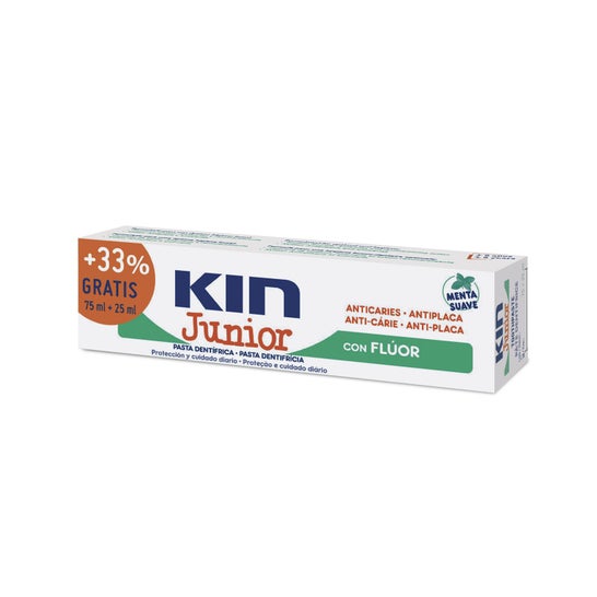 Kin Junior pasta de dentes de hortelã mole 75ml + 25ml
