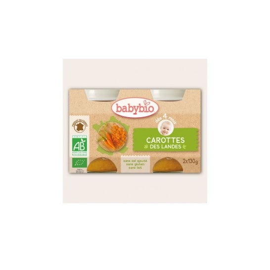 Babybio Boiões de Cenoura Orgânica de Landes ds 4 meses 2x130g