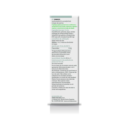 Extracto Ginkgo 50 Ml Xxi Soria Natural