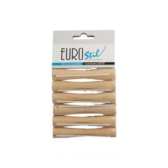 Eurostil Bigudis Madera Mediano N.10 6uds