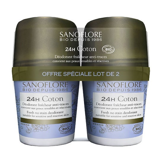 Sanoflore Déodorant Coton 24h Bio 2x50ml
