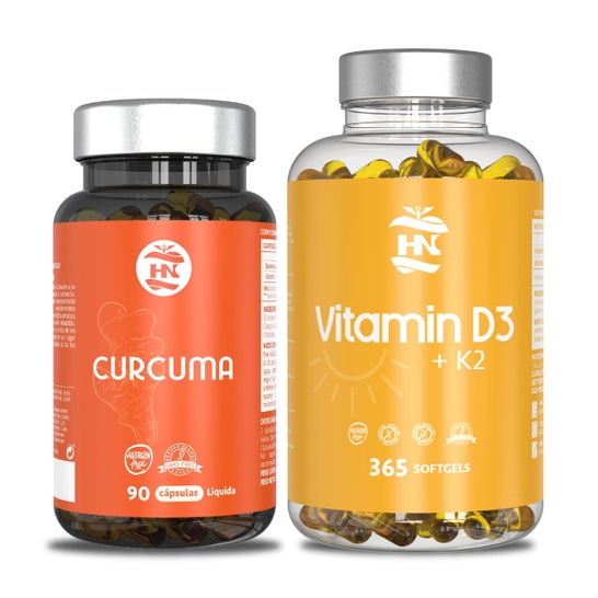 HN Pack Vitamina D3 365 caps + Curcuma 90 caps