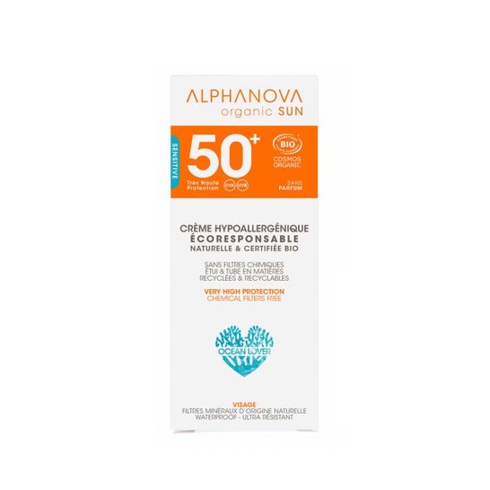 Alphanova Organic Sun Sensitive Creme Hipoalergénico Spf50+ 50g