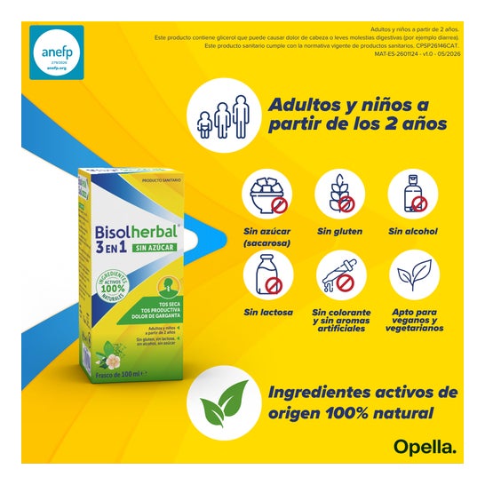Bisoherbal 3 em 1 Xarope Sem Açúcar 100 ml