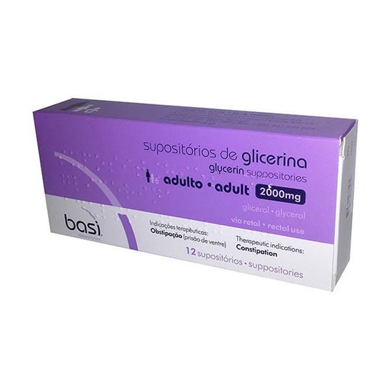 Basi Supositórios Glicerina Adulto 2000mg 12 Unidades