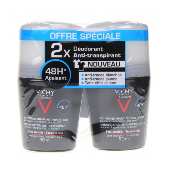 Vichy Homme Desodorizante Anti-Transpirante Cordão 48H 2 X 50 Ml