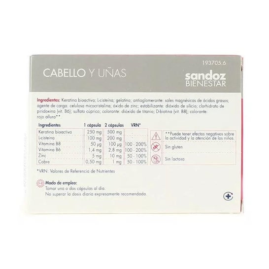 Sandoz Bienestar Cabellos Y Uñas 90 Caps SANDOZ,