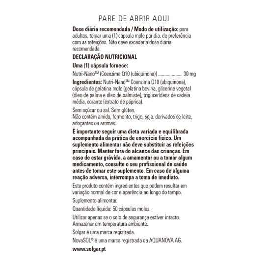 Solgar Nutri-Nano Coenzima Q10 50cáps
