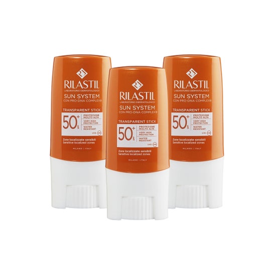 Rilastil Sun System Stick Solar Transparente Zonas Sensíveis SPF50+ 3x8,5 g