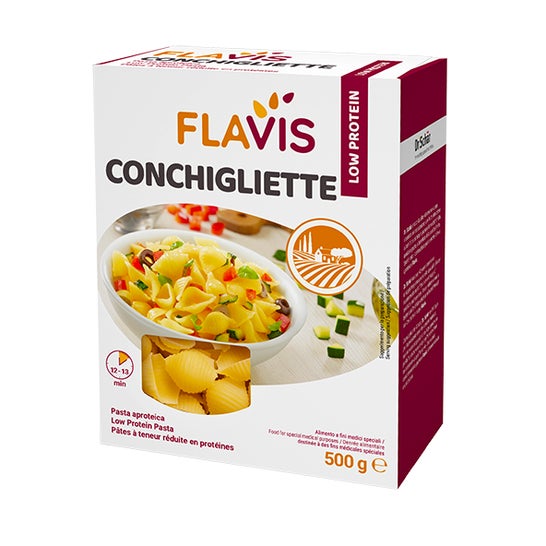 Flavis Conchigliette Pasta Baja en Proteínas 500g