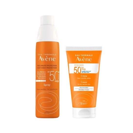 Avène Pack Spray Solar SPF50+ P. Sensibles 200ml + Crema Solar Piel seca SPF50 50ml