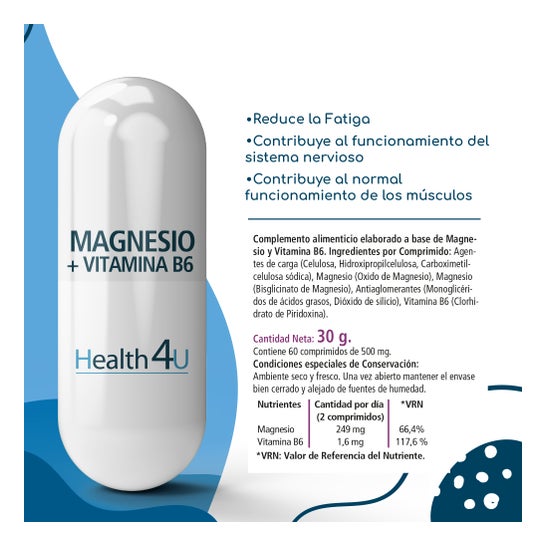 H4U Magnésio + vitamina B6 60 comprimidos de 1200 mg