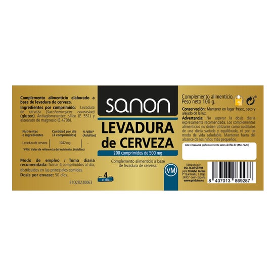 Levedura de cerveja Sanon 400mg 200comp