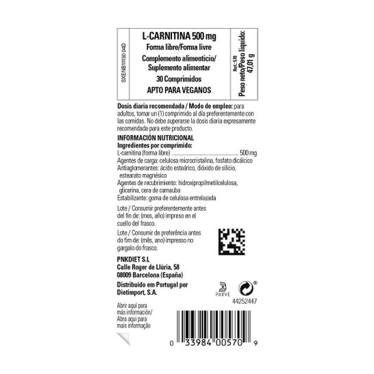 Solgar Carnitine Compress 500mg 30comp