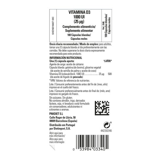 Solgar Vitamina D3 25mg 100 softgels