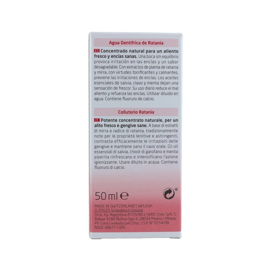 Água Weleda detanfrica de ratania 50ml