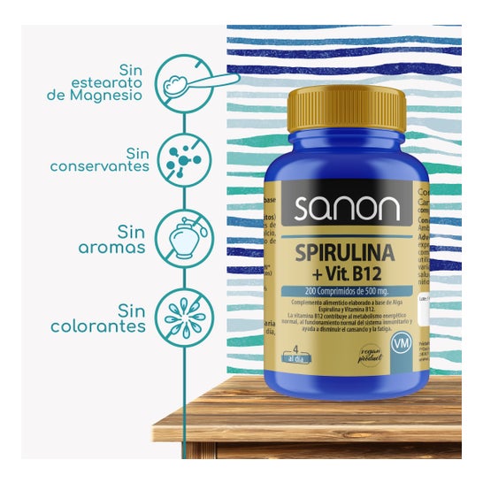 Sanon Spirulina + Vitamina B12 400mg 200comp