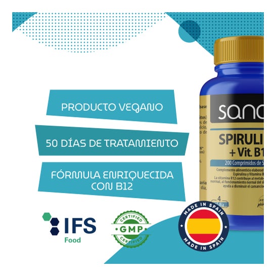 Sanon Spirulina + Vitamina B12 400mg 200comp