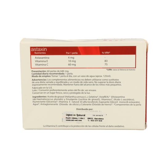 Vbyotics Astaxin 625mg 60 Pérolas