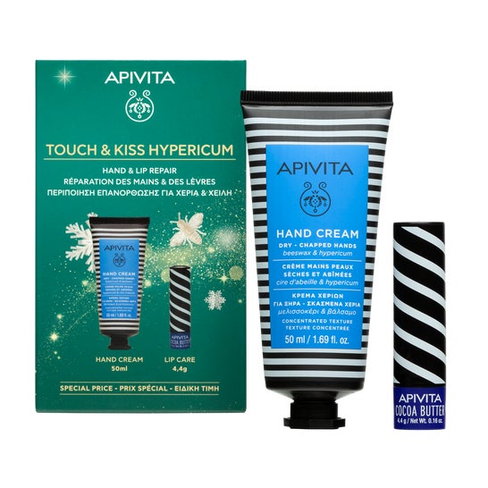 Apivita Cofre Creme de Mãos Hipérico + Lábios Manteiga de Cacau