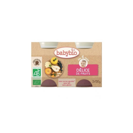 Babybio Organic Fruit Jars Dlice de 4 meses 2x130g