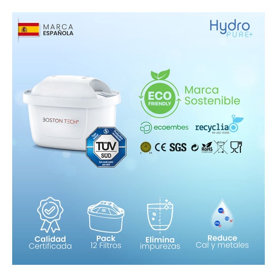 Boston Tech Filtros de Água HydroPure compatíveis com Brita Maxtra 12 unid.
