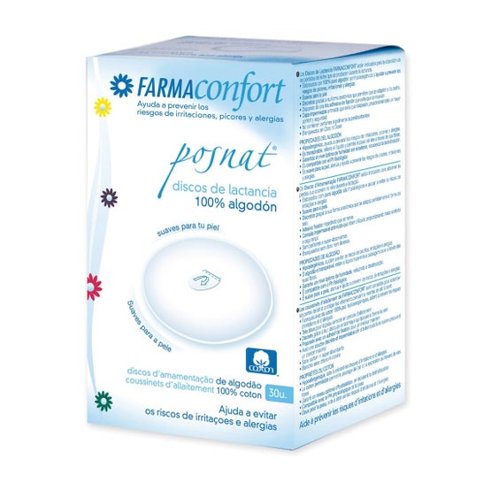 Discos absorventes Farmaconfort lactancia 100% algodão 30uds