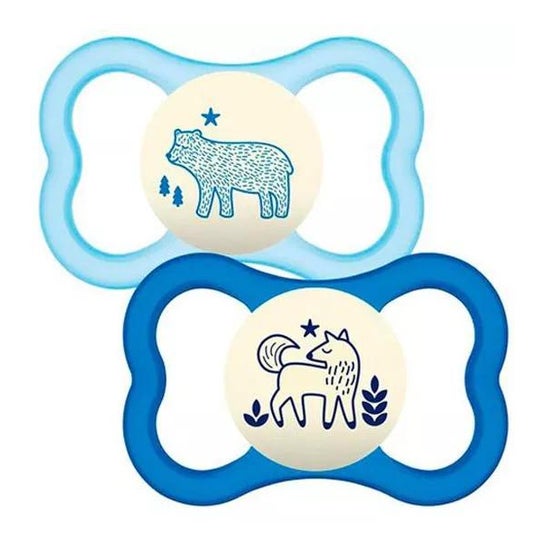 Mam Baby Pacifier Air Night Silicone Azul +6M 2uds