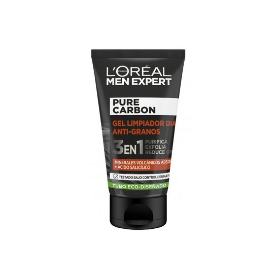 L'Oréal Men Expert Pure Charcoal Gel Limpiador Antigranos 3En1 100ml