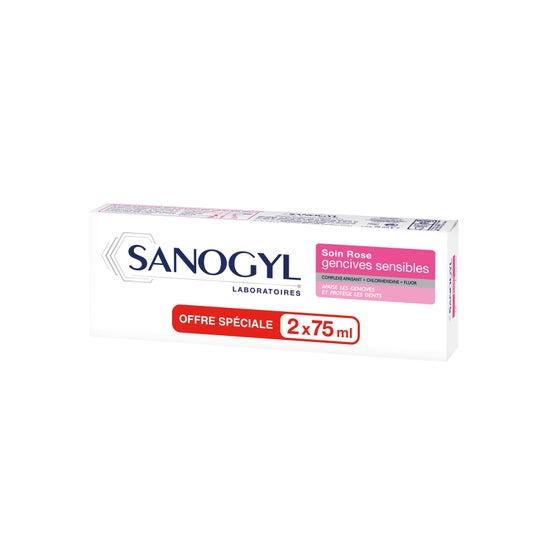 Sanogyl Toothpaste gomas sensíveis cuidado rosa 75 ml conjunto de 2