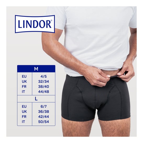 Lindor Men Boxer Absorbente Lavable Pérdidas de Orina Talla M