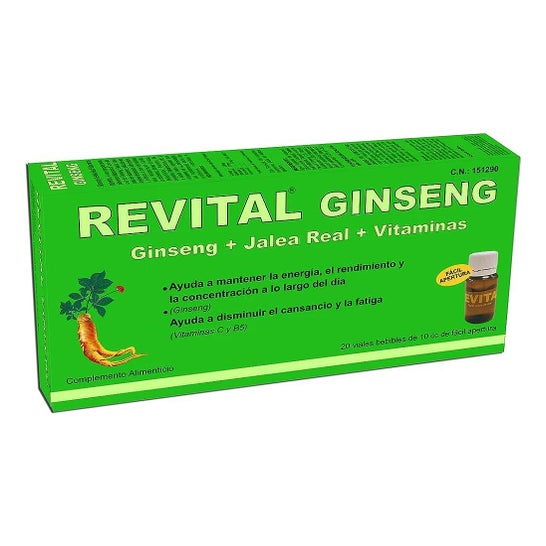 Ginseng revitalizante + geleia real + ampolas bebíveis de vitamina C 20