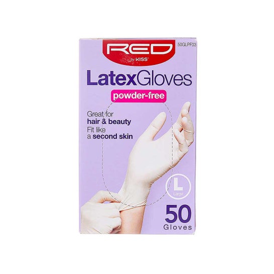 Red By Kiss Powder Free Latex Gloves L 50 Unidades