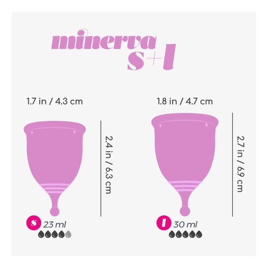 Crushious Set Copos Menstruais Minerva S+L com Bolsa 2 Unidades