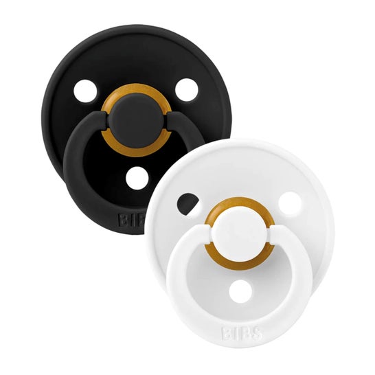 BIBS Pack Chupeta Colour Látex Preto Branco Tamanho 2 2 unid.