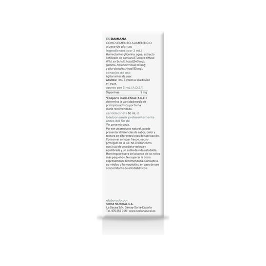 Extracto Damiana Xxi 50 Ml Soria Natural