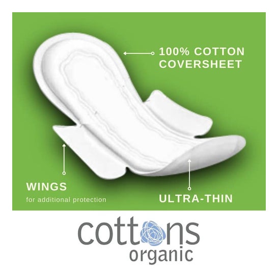 Cottons compressa ultrafina com asas de absorção regular 14uds Cottons compressa ultrafina com asas de absorção regular 14uds