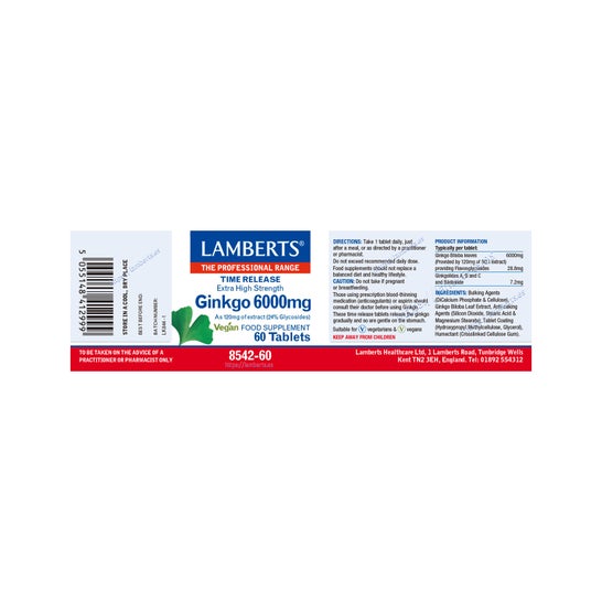 Lamberts Ginkgo Biloba 6000 Mg 60tabs