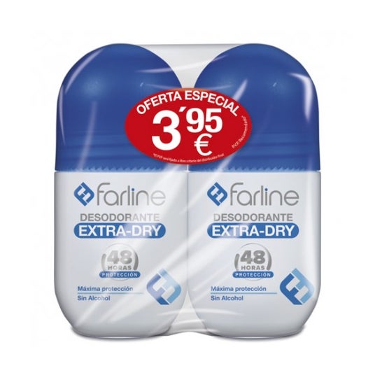 Desodorizante Farline Roll-On Extra Seco 2x50ml