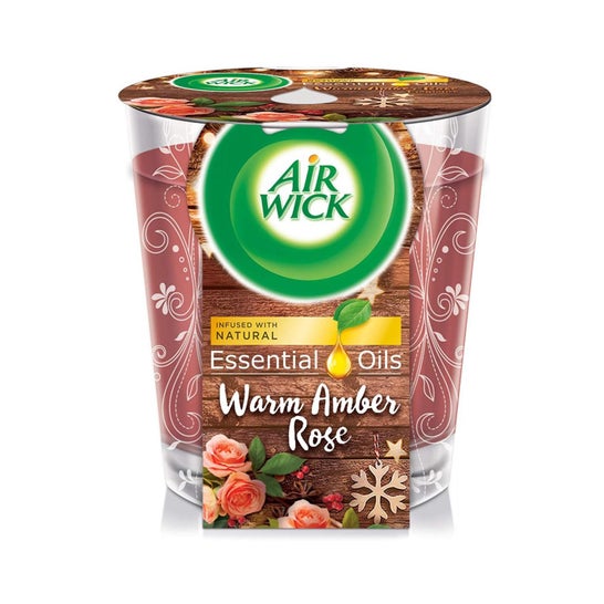 Air Wick Essential Oils Warm Amber Rose Candle 105g